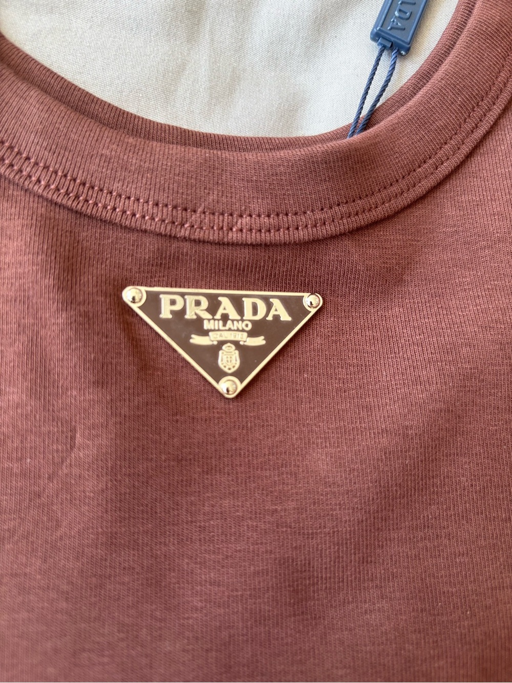 Prada Brown Scoop Neck Cropped Tank - Picture 3 of 12